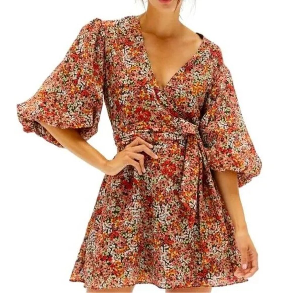 MINKPINK Gabae Faux Wrap Floral Mini Dress. Size XS